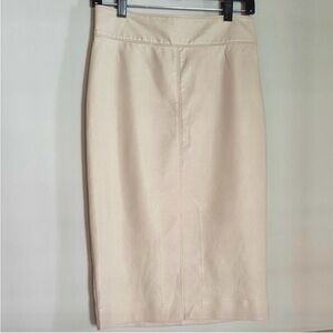 Babaton vegan faux leather ivory front slit pencil skirt side zip